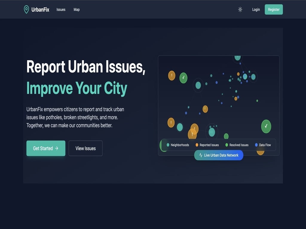 Screenshot of UrbanFix: Intelligent E-Governance System - Mobile view