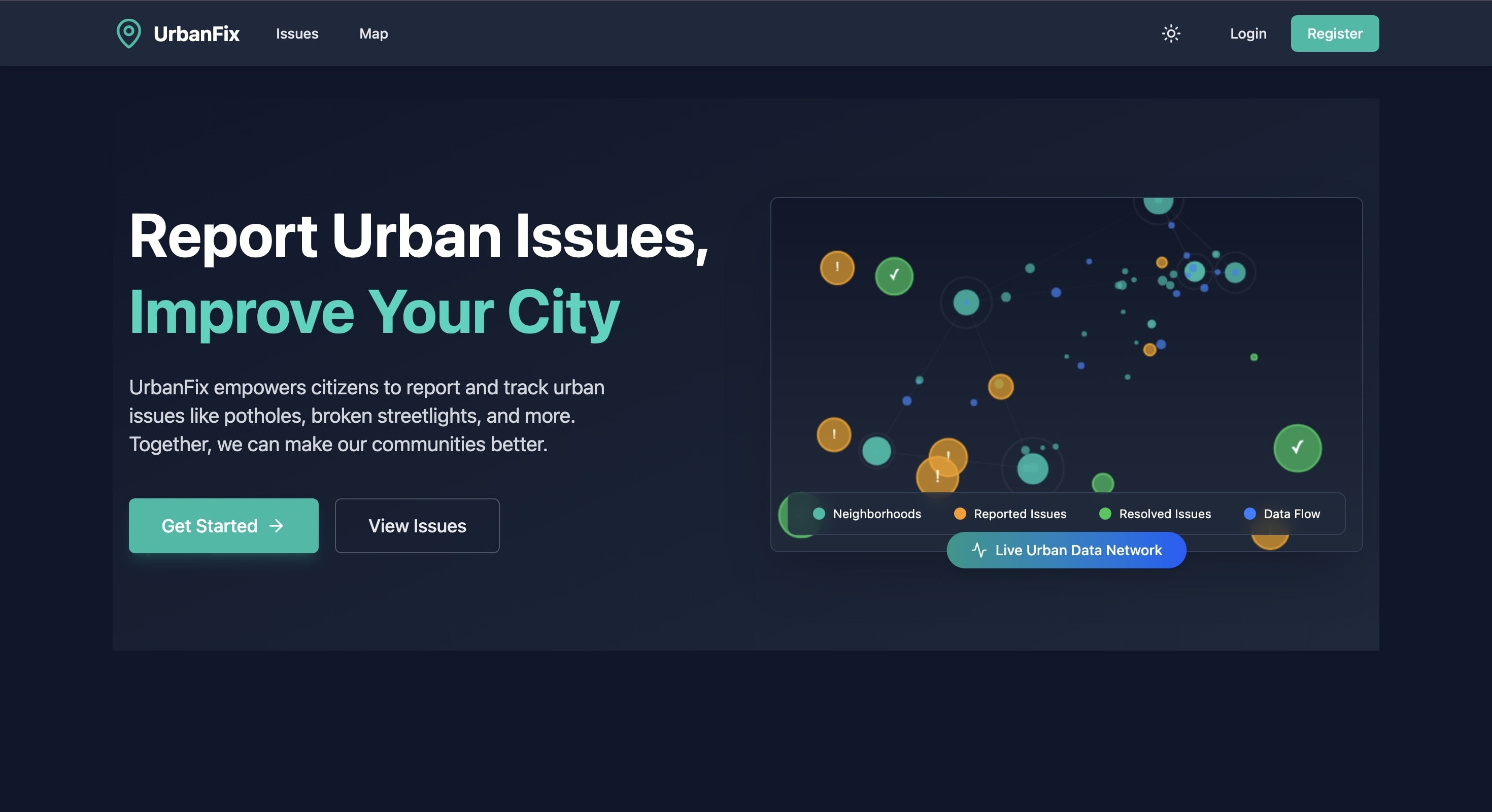 Screenshot of UrbanFix: Intelligent E-Governance System